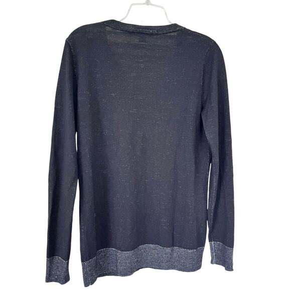 Diane von Furstenberg Black Merino Wool Floral V-Neck Button Cardigan Sweater M - Picture 4 of 10